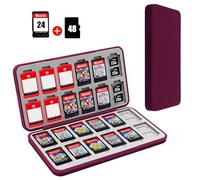 FYY Nintendo Switch Game Case - Nintendo Switch Game Holder with 24 Card Slots for Nintendo Switch Cartridge Case, Hard Case Switch Cartridge Holder with Silicone Lining Wine Red Switch Games Case