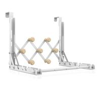 FYY Over The Door Drying Rack for Clothing - Collapsible Folding Over-Door Towel Hanger Multifunctional Expandable Clothes Drying Rod with 7 Hooks for Hanging Use in Bedroom Dorm Bathroom Laundry