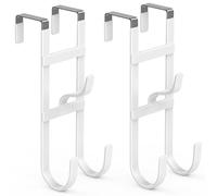 FYY Over The Door Hooks - 2 Pack Heavy Duty Triple-Hook Organizer Hanger with Non-Slip Rubber for Towels, Clothes, Hats & Bags Use in Bathroom, Bedroom, Kitchen - Fits Interior Doors Up to 1.6" White