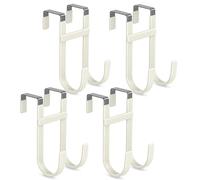 FYY Over The Door Hooks - 4 Pack Heavy Duty Dual-Hook Organizer Hanger with Non-Slip Rubber for Towels, Clothes, Hats & Bags Use in Bathroom, Bedroom, Kitchen - Fits Interior Doors Up to 1 3/8" Beige