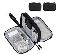 FYY Travel Accessories Organiser Bag for Electronics - Double-Layer Travel Cable Organiser Bag Pouch Waterproof All-in-One Carry Travel Bag for Cable, Cord, Charger, Phone, Hard Disk S-Black