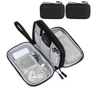FYY Travel Accessories Organiser Bag for Electronics - Double-Layer Travel Cable Organiser Bag Pouch Waterproof All-in-One Carry Travel Bag for Cable, Cord, Charger, Phone, Hard Disk M-Black