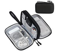 FYY Travel Cable Organiser Bag, Double-Layer Electronics Accessories Organiser Bag, Travel Essentials Universal Carry Travel Bag for Cables, Power Bank, USB Drive, Charger, Hard Disk S-Black