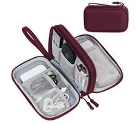 FYY Travel Cable Organiser Bag, Double-Layer Electronics Accessories Organiser Bag, Travel Essentials Universal Carry Travel Bag for Cables, Power Bank, USB Drive, Charger, Hard Disk S-Wine Red
