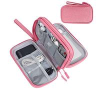 FYY Travel Cable Organiser Bag, Double-Layer Electronics Accessories Organiser Bag, Travel Essentials Universal Carry Travel Bag for Cables, Power Bank, USB Drive, Charger, Hard Disk M-Pink