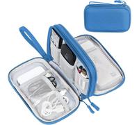 FYY Travel Cable Organiser Bag, Double-Layer Electronics Accessories Organiser Bag, Travel Essentials Universal Carry Travel Bag for Cables, Power Bank, USB Drive, Charger, Hard Disk S-Cyan