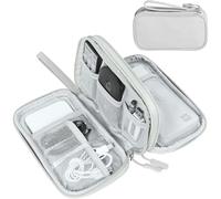 FYY Travel Cable Organiser, Electronics Accessories Bag, Waterproof Tech Storage Pouch, 2-Layer Universal Carry Case for Charger, Power Bank, USB Drive S-Grey