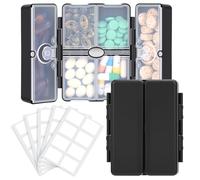 FYY Travel Pill Organizer with Blank Lables,6 Compartments Magnetic Pill Organizer Pill Box for Purse Pocket to Hold Vitamins,Cod Liver Oil,Supplements and Medication-Black