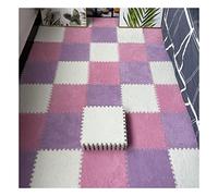 FYYSJW 12 Pcs Interlocking Carpet Tiles, Plush Foam Square Floor Mats Set, Puzzle Floor Mat For Living Room, Bedroom And Hard Floor, 12 Tiles/12 Sq.Ft(Color:Pink+Purple+White)