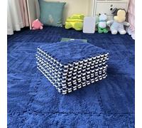 FYYSJW 20Pcs Plush Interlocking Carpet Tiles,12x12x0.4 in Square Foam Floor Mat,Soft Fluffy Milk Velvet Patchwork Rugs Washable For Classroom/sensory Room,Navy Blue