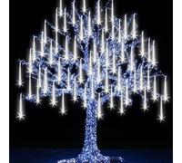 FYYZY Meteor Shower Rain Lights with 25 Tubes 600 LEDs Waterproof Icicle Snow Fall String Lights for Party Tree Home Patio Outdoor Decoration (25 Tubes, White)