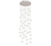 FYZDLAOR 36-Light Large Crystal Chandeliers 4.5M Modern High Ceiling Dome Pendant Lights Seeded Glass Ball Shade Long Chandelier Dimmable Lighting Fixture For Foyer Entryway Stairwell