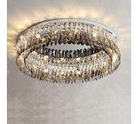 FYZDLAOR Luxury Stainless Steel K9 Crystal Flush Mount Ceiling Lighting Fixture,15.74",23.62",for Living Room Bedroom Cafe Bar Dining Room Club（E14）