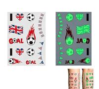 FzailproH 2 Sheet Temporary Tattoos Sticker, Football Luminous Temporary Tattoos, Glow in The Dark Tattoos Face Body Stickers Decorations Supplies for Football Sports Party Fan Cheer