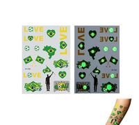 FzailproH 2 Sheet Temporary Tattoos Sticker, Football Luminous Temporary Tattoos, Glow in The Dark Tattoos Face Body Stickers Decorations Supplies for Football Sports Party Fan Cheer (Brazil)