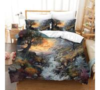 FZALUECVA 3D Printed Duvet Cover Set Landscape Painting Comforter With Pillow Cases Home Bedding Cover Sets With Invisible Zipper for Boys Girls Adult Super King（260x220cm）