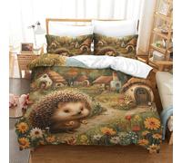FZALUECVA 3D Printed Hedgehog Duvet Cover with Pillowcases Bedding Set with Zipper 3pcs Soft Microfiber Quilt Cover Set Double(200x200cm)