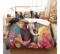 FZALUECVA 3D Printed Quilt Cover Elephant 3 Pieces Bedding Soft Microfiber with Zipper Closure，Pillowcases for Kids Girls Boys Adults Bedroom Super King（260x220cm）
