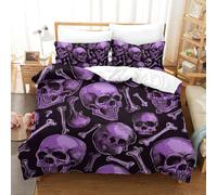 FZALUECVA 3D Printed Skull Duvet Cover with Pillowcases Bedding Set with Zipper 3pcs Soft Microfiber Quilt Cover Set Double（200x200cm）