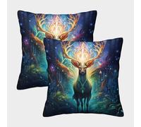 FZALUECVA Animal Deer Cushion Covers,Cushion Covers Set of 2 Cute Square Throw Pillow Case Cushion Covers 2Pack For Outdoor Patio Garden Blench Living Room Sofa 45x45cm