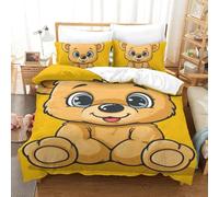 FZALUECVA Bear 3D Printed Duvet Cover Set 3 Pieces Bedding Soft Easy Care with Zipper Closure，Pillowcases for Teens And Adults Single（140x200cm）
