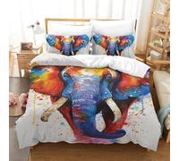 FZALUECVA Elephant 3D Print Duvet Cover Microfiber Quilt Cover with Zipper Closure for Kids Teens Adults Bedding 3-Piece Set Single（140x200cm）