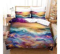 FZALUECVA Microfiber Duvet Cover Set Dream Beach Fade Resistant Duvet Cover Comforter Cover 3pc with Zipper Bedding Set for Bedroom, Guestroom Double（200x200cm）