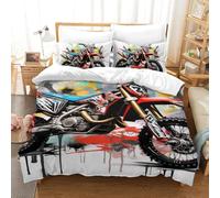 FZALUECVA Motocross Bike Microfiber Duvet Cover Set Decorative Duvet Cover All Seasons Comforter Cover 3pc with Zipper Bedding for Kids Boys Girls Single（140x200cm）