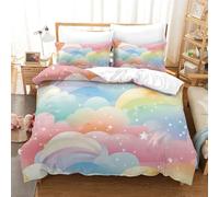 FZALUECVA Rainbow 3D Printed Duvet Cover Set with Hidden Zipper Bedding Microfiber Comforter Cover with Pillowcase for Kids Boys Adult Easy Care Super King(260x220cm)