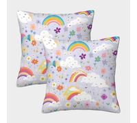 FZALUECVA Rainbow Decorative Square Cushion Covers Invisible Zipper Pillow case Set of 2 for Outdoor Garden 40x40cm