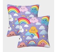 FZALUECVA Rainbow Decorative Square Cushion Covers Invisible Zipper Throw Pillow Set of 2 for Sofa Bed Couch Chair 45x45cm