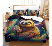 FZALUECVA Sloth 3D Printed Duvet Cover Set 3 Pieces Bed Duvet Set Soft Microfiber with Zipper Closure，Pillowcases for Kids Girls Boys Adults Bedroom Double（200x200cm）