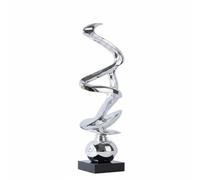 Fzaqwen Abstract Resin Sculpture Modern Spiral Ornament Statue Artistic Glossy Electroplated Decor Piece Suitable for Living Room Shelf Office, Silver, Small 16 13 52cm