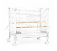 Fzaqwen Bird Cage Parakeet Habitat Cockatiel Enclosure Metal Aviary Rolling Stand With Wheels Easy Side Feeder Openings Complete Accessories suitable for, Array, White, Small 48 34 45CM