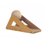 Fzaqwen Cat Scratching Pad Triangle Cat Scratcher Corrugated Base Interactive Toy Ball With Bell Sisal Wrapped Ball Wooden Look, Extra Large, Two-in-one Multifunctional Cat Scratching Ball And Board