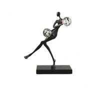 Fzaqwen Decorative Figurine Metal Abstract Figure Sculpture Balancing Human Statue With Two Sphere s On Rectangular Base Modern Decor Suitable for home decor, A-style Black Crystal Ball