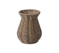Fzaqwen Decorative Vase Hourglass Profile Handwoven Rattan Texture Lightweight Iron Unique Open Top Wicker Finish Suitable for Table Sideboard Home Decor, Khaki