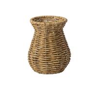 Fzaqwen Decorative Vase Hourglass Profile Handwoven Rattan Texture Lightweight Iron Unique Open Top Wicker Finish Suitable for Table Sideboard Home Decor, Light Brown