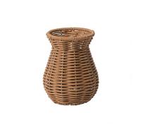 Fzaqwen Decorative Vase Hourglass Profile Handwoven Rattan Texture Lightweight Iron Unique Open Top Wicker Finish Suitable for Table Sideboard Home Decor, Brown