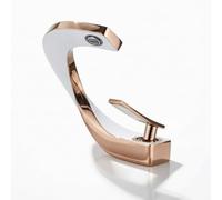 Fzaqwen Faucet Single Hole Basin Tap Mixer Spout Modern Copper Material Single Lever Design Gentle Stream No Aerator Suitable for Makeover condo Bath Studio, White Inlaid Rose Gold