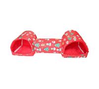 Fzaqwen Guinea Pig Tunnel Small Animal Tunnel Tube Pet Bed Polyester Spacious Hideaway Suitable for Home Decoration Single, red snowman
