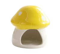 Fzaqwen Hamster House Cartoon Ceramic Mushroom Small Cave Decorative Bed Suitable for Hedgehogs Guinea Pigs Hamsters Gift Giving, Yellow