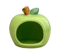 Fzaqwen Hamster House Fruit Shaped Ceramic Small Animal Cartoon Habitat Cave Food Feeding Bowl Decorative Pet Bed Suitable for Hamster Cage Friends Gi, Green