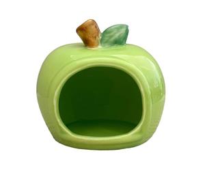 Fzaqwen Hamster House Fruit Shaped Ceramic Small Animal Cartoon Habitat Cave Food Feeding Bowl Decorative Pet Bed Suitable for Hamster Cage Friends Gi, Green