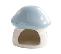 Fzaqwen Hamster House Mushroom Hideaway Ceramic Cartoon Decorative Hamster Shelter Animal Cave Made of Thick Ceramic Suitable for Pet Owners, Blue