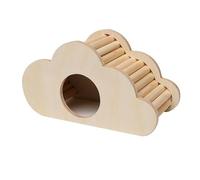 Fzaqwen Hamster Wooden House Hideaway Tunnel Climbing Bridge Ladder Cage Accessories Wood Structure Suitable for Small Pet Hamster Gerbil Play, Cloud Shape
