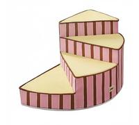 Fzaqwen Industrial Ladder Curved Three Step Pet Stairs Foam Support Washable Cover Textile Removable Suitable for Small Dogs Elderly Cats, Pink Brown Stripe, 4-Step 45-40cm