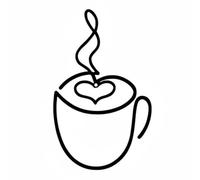 Fzaqwen Iron Metal Decor Wall Sculpture Plaque With Hollow Carved Lines Carbon Steel Frame Minimalist Modern Silhouette suitable for kitchen dining room cafe, Coffee Cup Wall Hanging Middle Heart