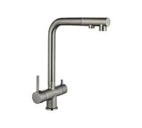 Fzaqwen Kitchen Sink Faucet Pull Out Tap Mixer Spout Sprayer with Pull Down Head and Distinct Channel Brass Ceramic Assembly Suitable for Home Kitchens Office, Gunmetal Gray