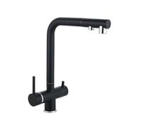 Fzaqwen Kitchen Sink Faucet Pull Out Tap Mixer Spout Sprayer with Pull Down Head and Distinct Channel Brass Ceramic Assembly Suitable for Home Kitchens Office, Black with Silver